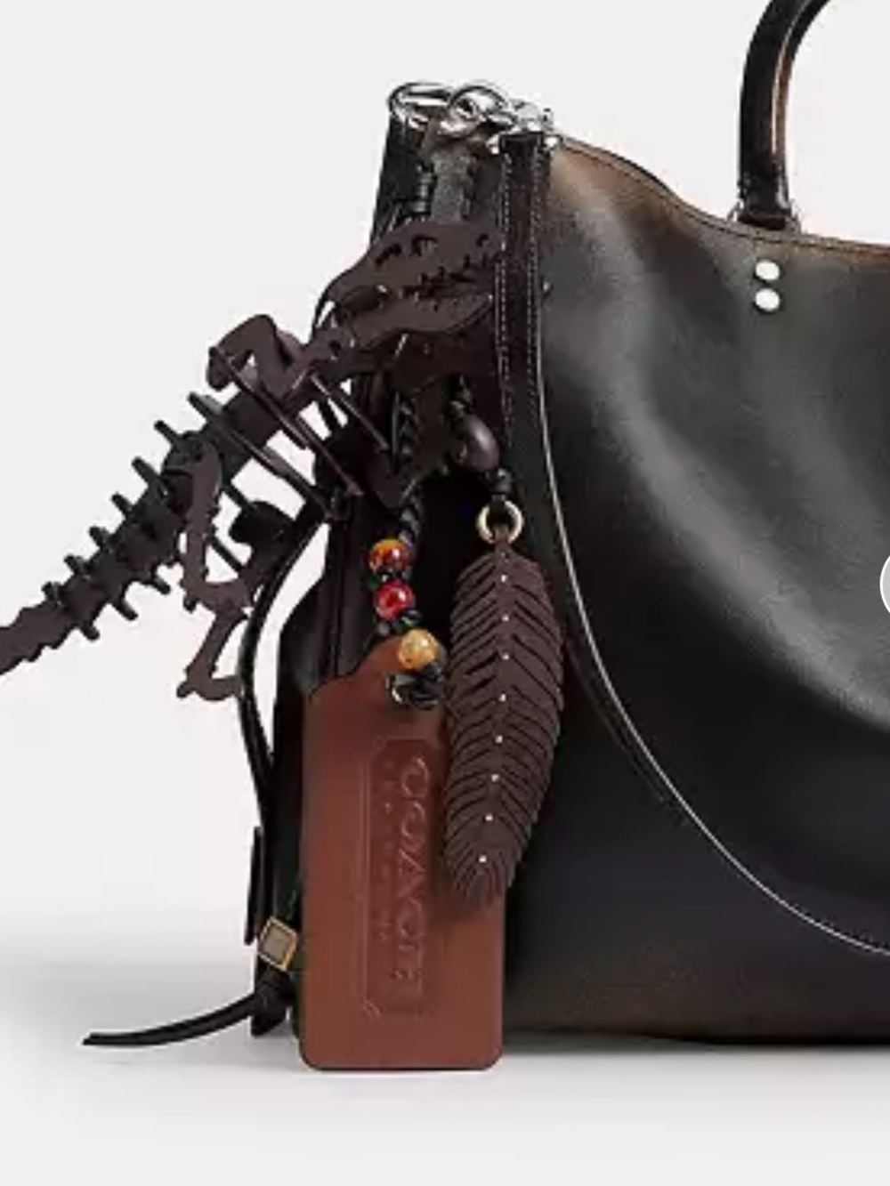 COACH ROGUE 40 LOVED LEATHER BAG CHARMS